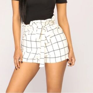 Black/White High Rise Shorts
